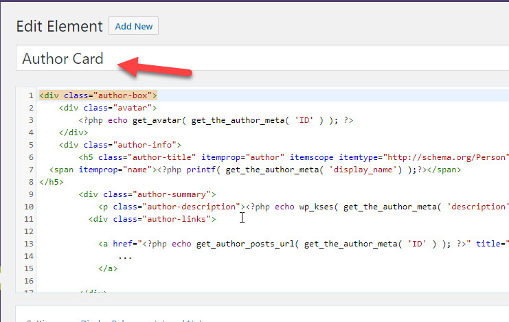 How to Add Author Box In GeneratePress 5 aouthorbox in genratepress Element Name